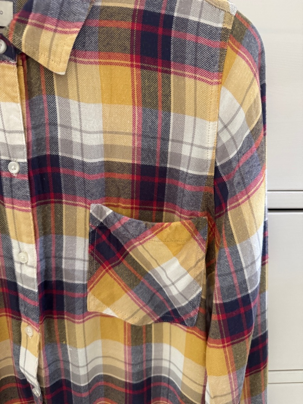 Lucky Brand Yellow and Red Plaid Button-Down Shirt Size L - Picture 2 of 5